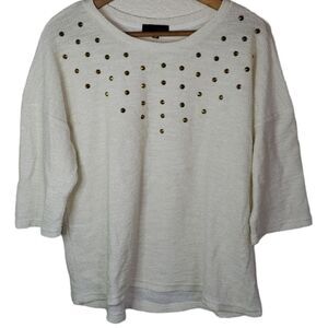 Lo Posh White Shimmery Studded Top Sz M